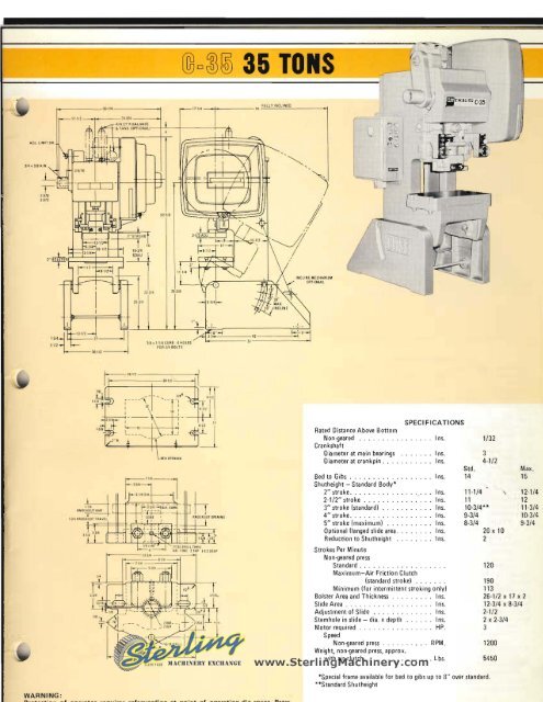 Bliss C series Presses Brochure - Sterling Machinery