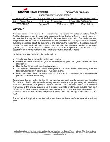 Envirotemp FR3 Fluid Filled Transformer Extreme Cold Start - SPX ...