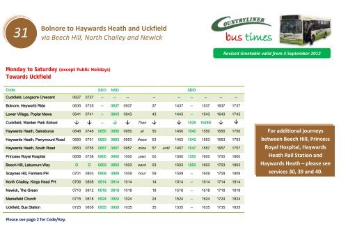 To and From Haywards Heath - Chailey School...