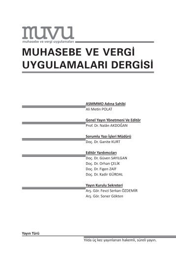 muhasebe ve vergâ¹ uygulamalarÄ± dergâ¹ - asmmmo