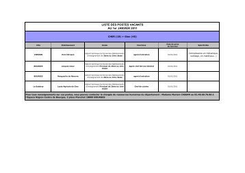 Liste des postes vacants 10 ème mouvement (01-01-11) - Integra