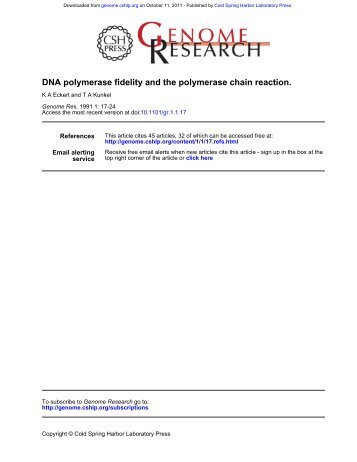 DNA polymerase fidelity and the polymerase chain reaction. - Ozyme