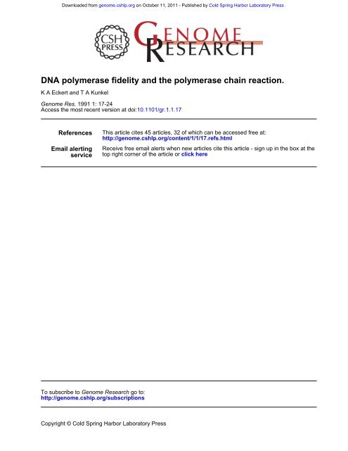 DNA polymerase fidelity and the polymerase chain reaction. - Ozyme