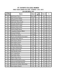 Science Merit List - St. Xavier's College