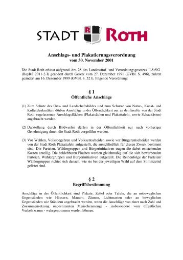 Anschlags- und Plakatierungsverordnung - Stadt Roth