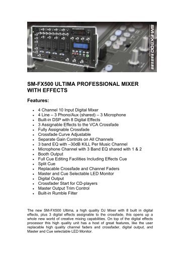 SM-FX500 ULTIMA PROFESSIONAL MIXER WITH ... - DJ Deals