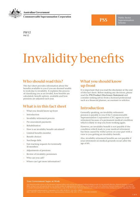 Invalidity benefits - PSS