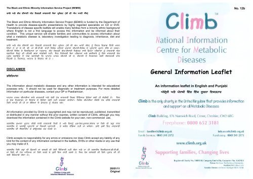General Information Leaflet An  Information Leaflet In English - Climb