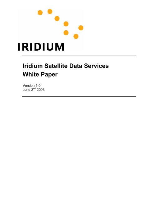 Iridium Satellite Data Services White Paper - Stratos Global ...