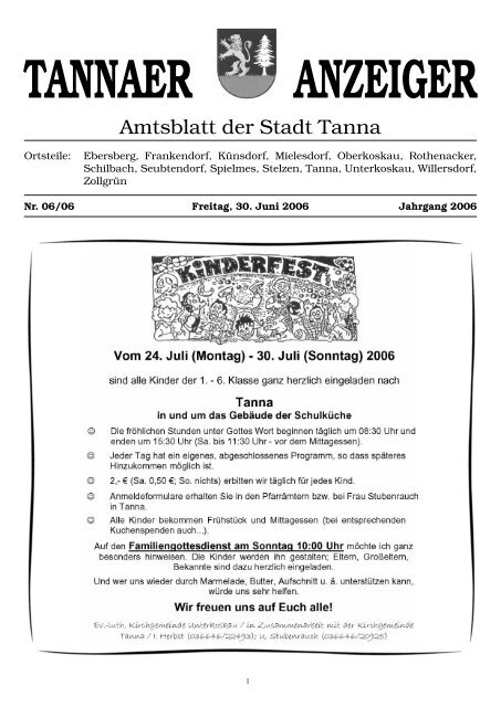 TANNAER ANZEIGER - Stadtverwaltung Tanna