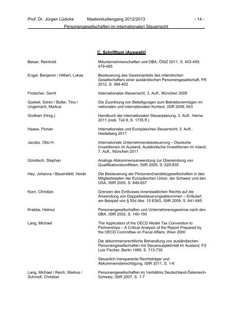 Personengesellschaften im internationalen Steuerrecht ... - IIFS