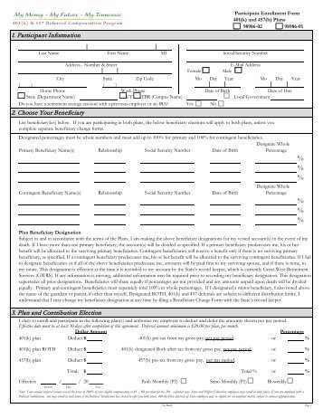 401(k) Enrollment Form - Tennessee Department of Treasury - TN.gov