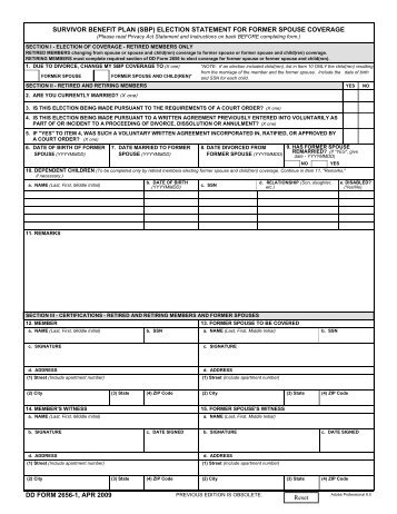 DD Form 2656-1, SBP Election Statement for Former Spouse ...