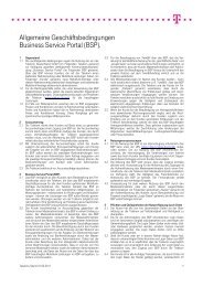Allgemeine Geschäftsbedingungen Business Service Portal (BSP).