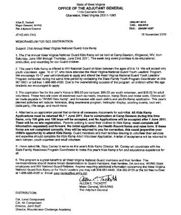 Kampers Application Packet - West Virginia Army National Guard