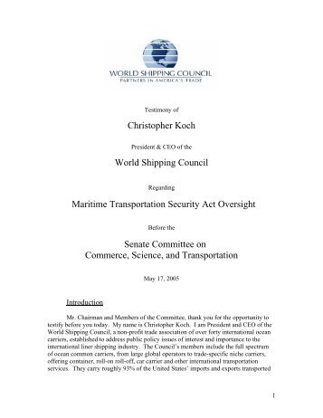 Read the testimony. - World Shipping Council