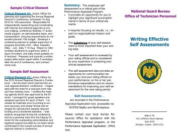 Writing Effective Self Assessments - Nebraska National Guard