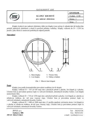 KATALOGOVÃ LIST KM 0526/08 KLAPKY KRUHOVÃ ... - ZVVZ a.s.