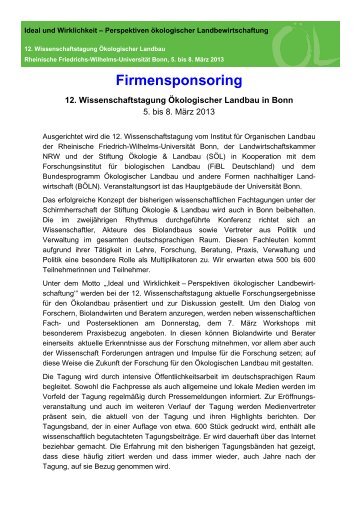 Download Sponsoringkonzept - Wissenschaftstagung ÃƒÂ–kologischer ...