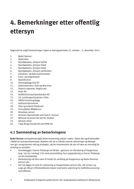 Områdeprogram for Haugenstua og nedre Rommen er ... - Plan