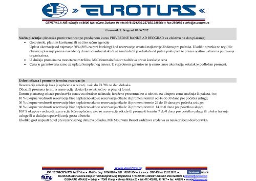 Preuzmite aranzman u PDF formatu - Euroturs