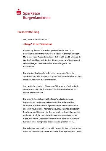 Ausstellung Lorenz - Sparkasse Burgenlandkreis