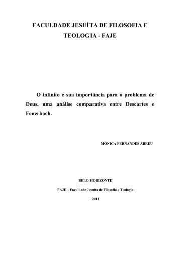 O infinito e sua importÃ¢ncia para o problema de Deus, uma ... - FaJe