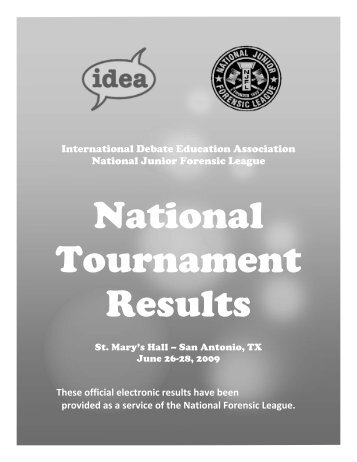 National Tournament Results - The Joy of Tournaments