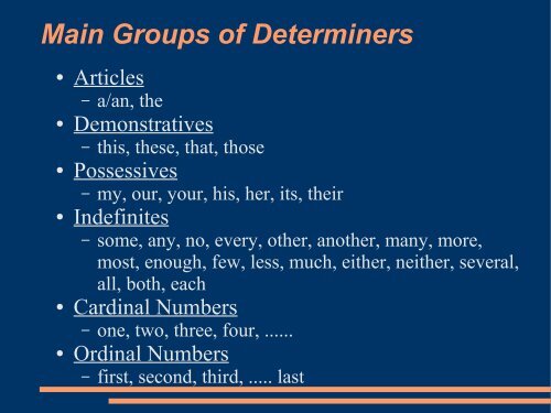 Determiners and Qualifiers