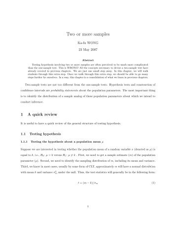 Two or more samples - Ka-fu Wong - The University of Hong Kong