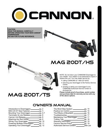 Mag 20DT/HS Manual - Cannon Downriggers