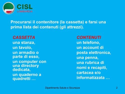 Rls cassetta degli attrezzi - Cisl Lombardia