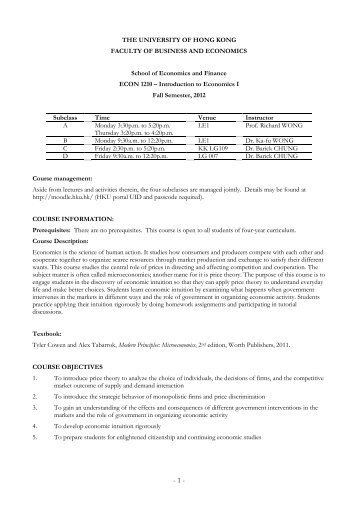 ECON1210: Introduction to Microeconomics: subclass B - Ka-fu Wong