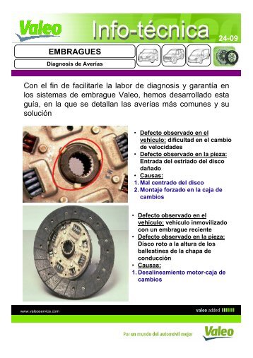 Valeo Info TÃ©cnica 24-09 - EMBRAGUES - Diagnosis de averias