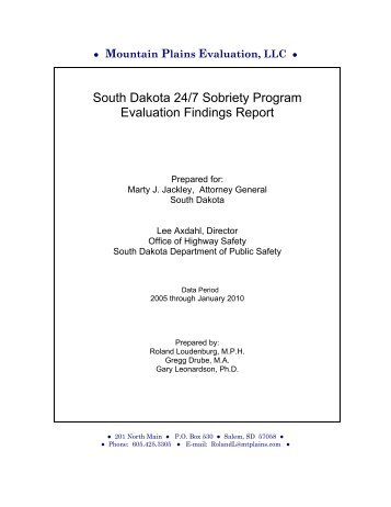 South Dakota 24/7 Sobriety Program Evaluation Findings Report