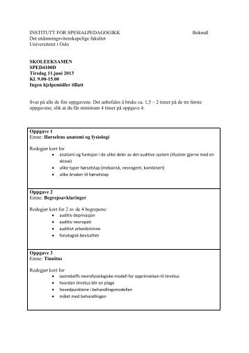 INSTITUTT FOR SPESIALPEDAGOGIKK BokmÃ¥l Det ...