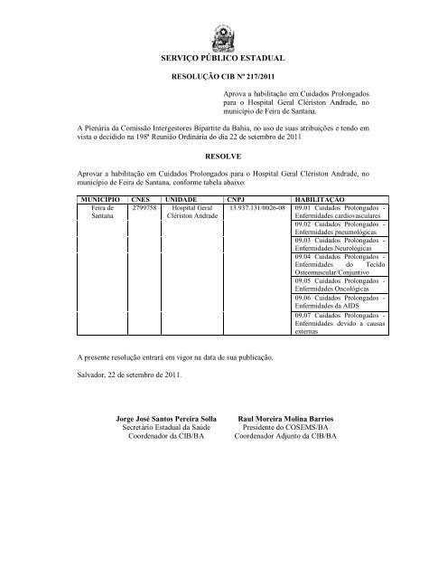 ResoluÃ§Ãµes CIB de 161 a 359.pdf - Sesab - Governo da Bahia