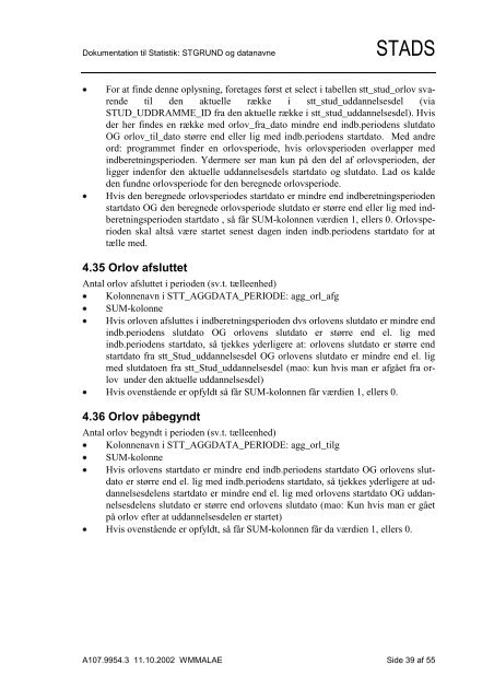 Dokumentation til Statistik: STGRUND og datanavne