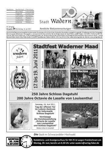 Stadtfest Waderner Maad vom 17. bis 19. Juni 2011 - Stadt Wadern