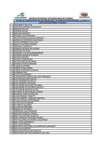 Eleitores Nomes Final 161012 - Agência de Defesa Agropecuária ...