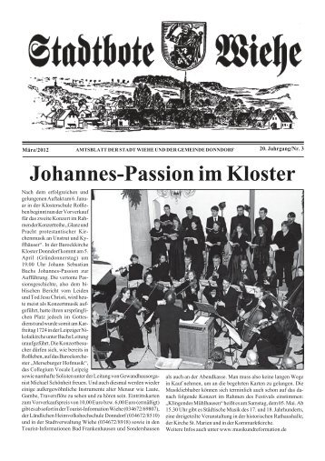 Johannes-Passion im Kloster - Stadt Wiehe