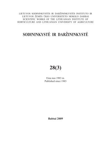 Volume / tomas 28(3) - SodininkystÄ ir darÅ¾ininkystÄ - SodininkystÄs ...