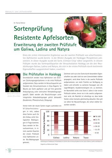 SortenprÃ¼fung Resistente Apfelsorten Galiwa, Ladina, Natyra