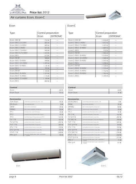 Price List 2012 - Stavoklima.cz