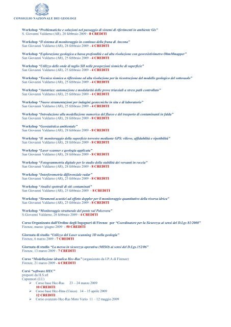 calendario nazionale dei corsi apc gia' svolti programmati dal ...