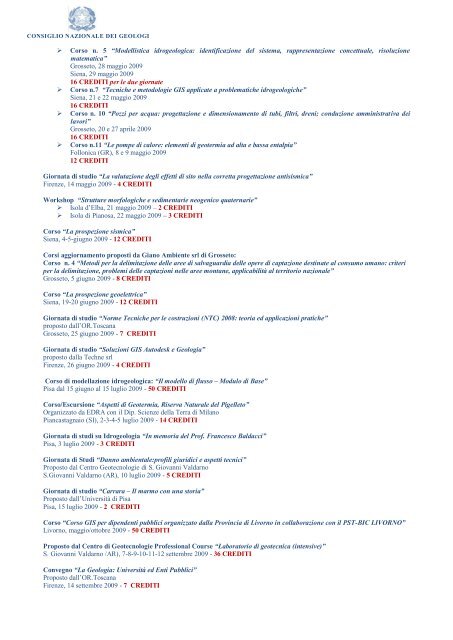 calendario nazionale dei corsi apc gia' svolti programmati dal ...