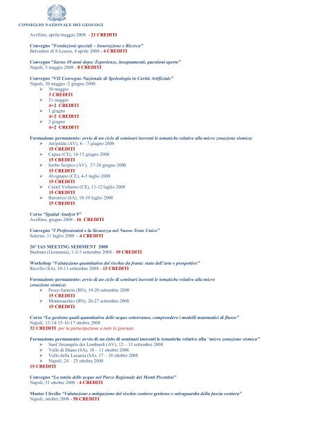 calendario nazionale dei corsi apc gia' svolti programmati dal ...