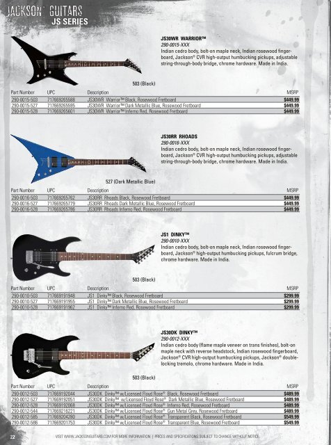 2008 Price List - Jackson® Guitars