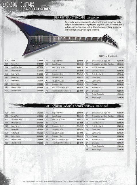 2008 Price List - Jackson® Guitars