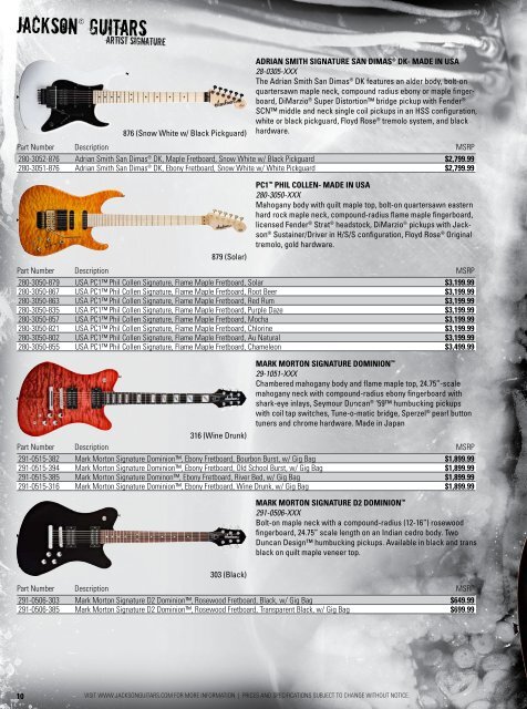 Winter 2010 Price List - Jackson® Guitars
